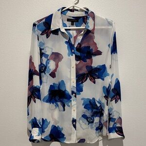 Banana Republic Blue and Purple Floral Shirt